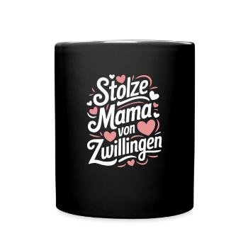 Zwillingsmama Zwillings Mutter Mama von Zwillingen - Tasse einfarbig - Schwarz - Vorne