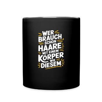 Haarausfall Glatze, Lustiges Glatzenträger - Tasse einfarbig - Schwarz - Vorne
