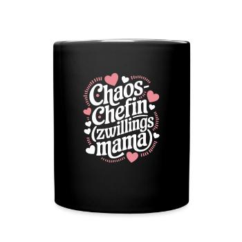 Chaos Chefin Zwillingsmama Mama von Zwillingen - Tasse einfarbig - Schwarz - Vorne