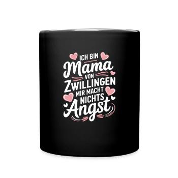 Zwillingsmama Zwillings Mutter Mama von Zwillingen - Tasse einfarbig - Schwarz - Vorne