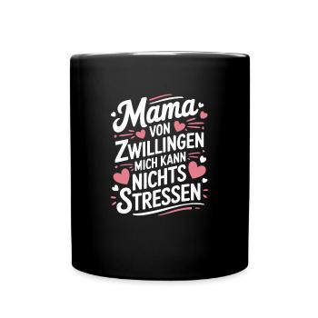 Zwillingsmama Mama von Zwillingen Zwillings Mutter - Tasse einfarbig - Schwarz - Vorne