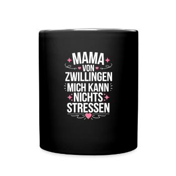 Zwillingsmama Mama von Zwillingen Zwillings Mutter - Tasse einfarbig - Schwarz - Vorne
