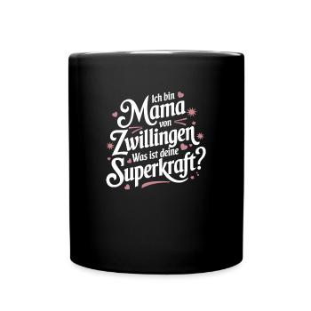 Zwillingsmama Zwillings Mutter, Mama von Zwillinge - Tasse einfarbig - Schwarz - Vorne