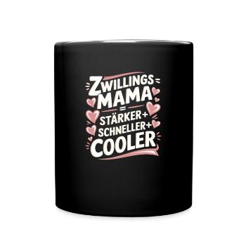 Zwillings Mutter Zwillingsmama Zwillinge Mama - Tasse einfarbig - Schwarz - Vorne