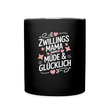 Zwillingsmama Zwillings Mutter, Mama von Zwillinge - Tasse einfarbig - Schwarz - Vorne