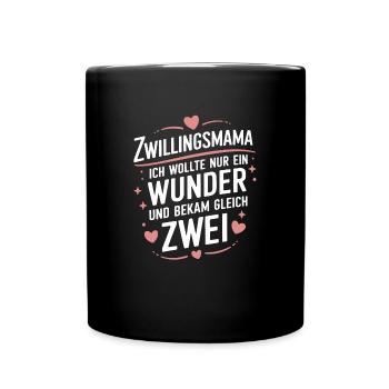 Zwillings Mutter Zwillingsmam - Tasse einfarbig - Schwarz - Vorne