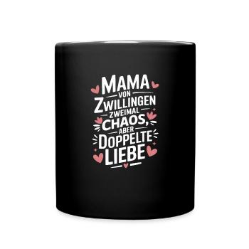 Mama von Zwillingen Zwillings Mutter Zwillingsmama - Tasse einfarbig - Schwarz - Vorne