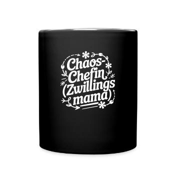 Chaos Chefin Zwillingsmama Mama von Zwillingen - Tasse einfarbig - Schwarz - Vorne
