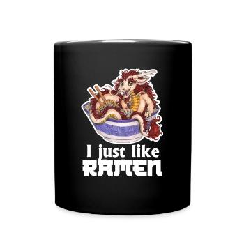 Witziger Ramen Nudel Drache Essen Japan Geschenk - Tasse einfarbig - Schwarz - Vorne