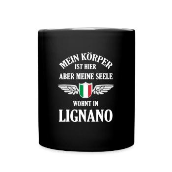 Lignano-Liebe – Endlose Strände und Meerträume - Tasse einfarbig - Schwarz - Vorne