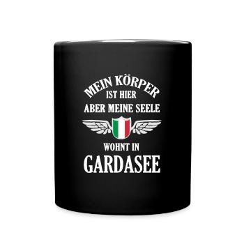 Gardasee Sehnsucht – Entspannung pur am Wasser - Tasse einfarbig - Schwarz - Vorne
