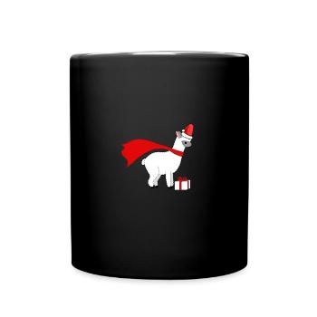 Weihnachts Alpaka - Tasse einfarbig - Schwarz - Vorne