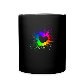 LGBT Splash Herz CSD Gay Pride Regenbogen - Tasse einfarbig - Schwarz - Vorne