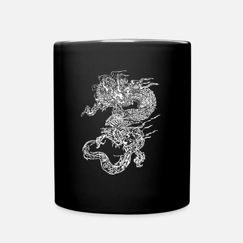 dragon white - Full Colour Mug - black