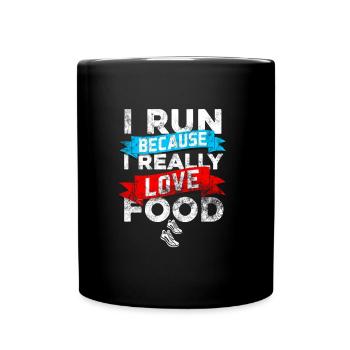 I run because i really love food Running Sports - Mug uni - noir - Devant