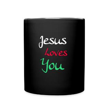 Jesus loves you - Full Colour Mug - black - Front