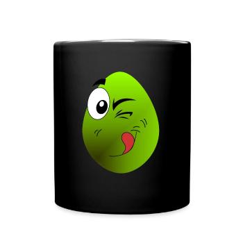 Ei lacht, lecker - Tasse einfarbig - Schwarz - Vorne
