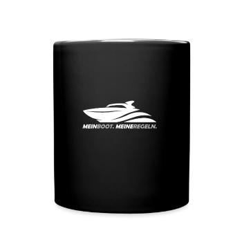 Mein Boot meine Regeln beim Segeln und Motorboot - Tasse einfarbig - Schwarz - Vorne
