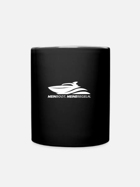 Mein Boot meine Regeln beim Segeln und Motorboot - Tasse einfarbig - Schwarz