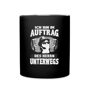 Im Auftrag des Herrn Musik und Retro-Gospel-Vibes - Tasse einfarbig - Schwarz - Vorne