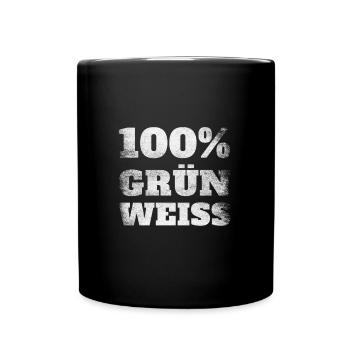 100% vert et blanc – Fierté et passion - Mug uni - noir - Devant