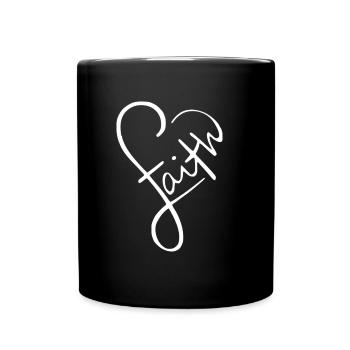 Faith mit Herz - Tasse einfarbig - Schwarz - Vorne