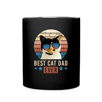 Best cat dad ever Katze Schildpatt Glückskatze - Tasse einfarbig - Schwarz - Vorne
