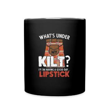 Guter Tag Wenn Lippenstift Unterm Kilt - Tasse einfarbig - Schwarz - Vorne