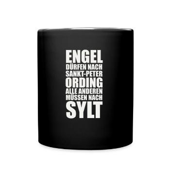 Lustiger Spruch Nordsee St. Peter-Ording für Engel - Tasse einfarbig - Schwarz - Vorne