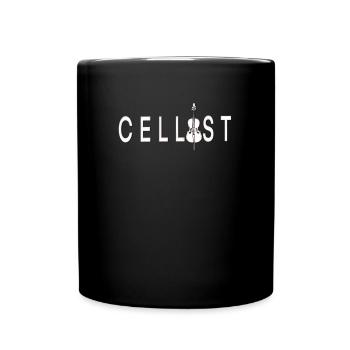 Lettrage de violoncelliste avec violoncelle - Mug uni - noir - Devant