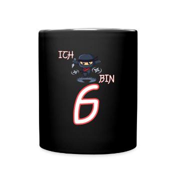 Ich bin 6 Ninja Geburtstag 6.Geburtstag - Tasse einfarbig - Schwarz - Vorne