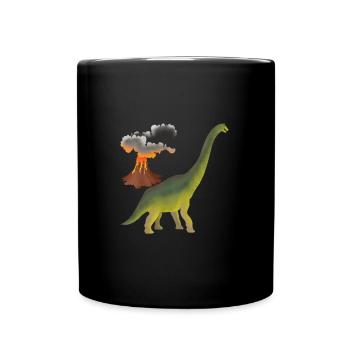 Dino and volcano - Full Colour Mug - black - Front