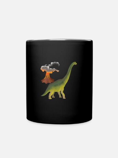 Dino and volcano - Full Colour Mug - black