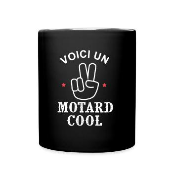 cadeau papa moto voici un motard cool - Mug uni - noir - Devant