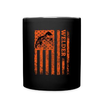 American Flag Welding Welder Construction - Full Colour Mug - black - Front