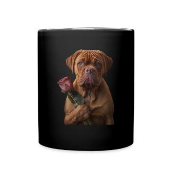 Bordeauxdogge Valentins Tag - Tasse einfarbig - Schwarz - Vorne