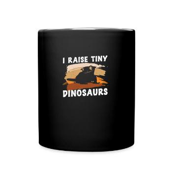 Crested Gecko Funny I Raise Tiny Dinosaurs Eyelash - Tasse einfarbig - Schwarz - Vorne