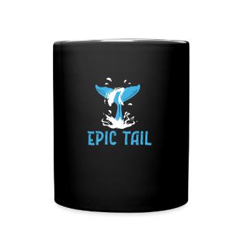Whale Watching Epic Tail Funny Marine Mammal - Full Colour Mug - black - Front
