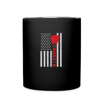 Patriotisches Canasta-Kartenspiel mit - Tasse einfarbig - Schwarz - Vorne
