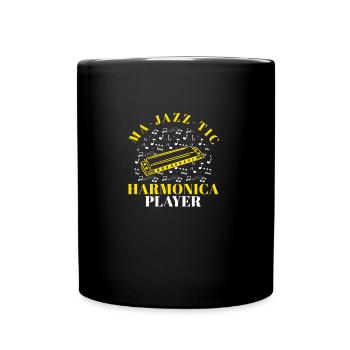 Harmonica Ma-Jazz-Tic harmonica player - Full Colour Mug - black - Front