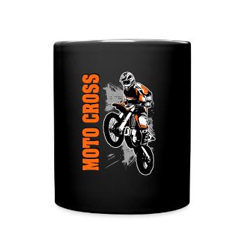 Moto Cross - Motocross - Supercross - Tasse einfarbig - Schwarz - Vorne