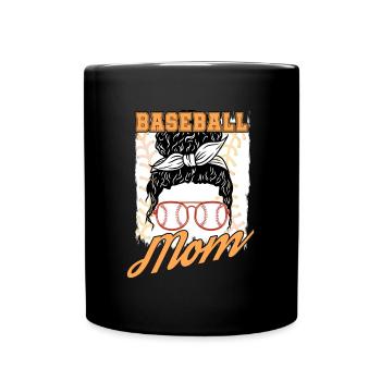 Maman baseball - Mug uni - noir - Devant