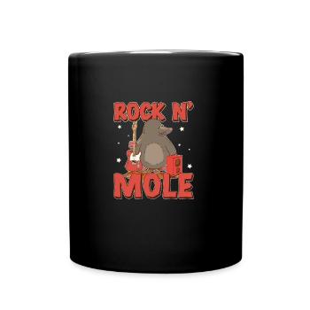 Funny Mole Rat Rock N' Mole For Mole Puns Lover - Full Colour Mug - black - Front
