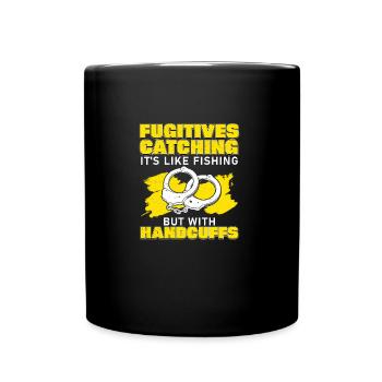 Funny bounty hunt with handcuffs from Bail - Full Colour Mug - black - Front