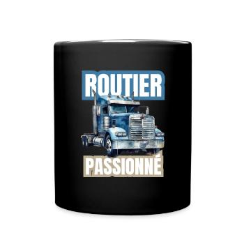 routier passionné - Mug uni - noir - Devant