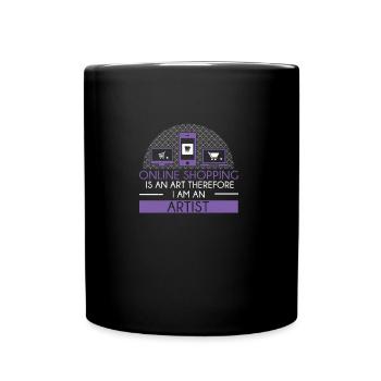 Les achats en ligne humoristiques sont un art, - Mug uni - noir - Devant