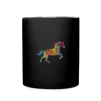 Cheval à pois colorés - Mug uni - noir - Devant