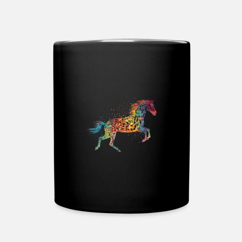Pferd mit bunten Tupfen - Tasse einfarbig - Schwarz