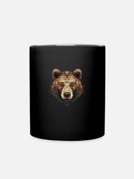 Polygon Brown Bear - Full Colour Mug - black