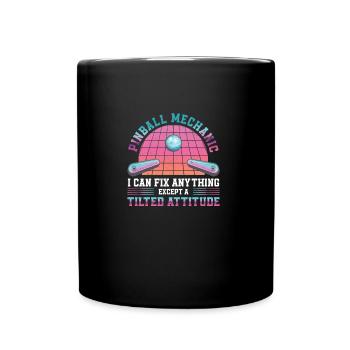 Flipper Tilted Attitude Funny pinball machine in the - Full Colour Mug - black - Front